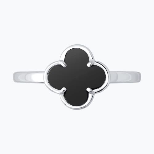 Кольцо из серебра с ониксом из родированное серебро — вид 5