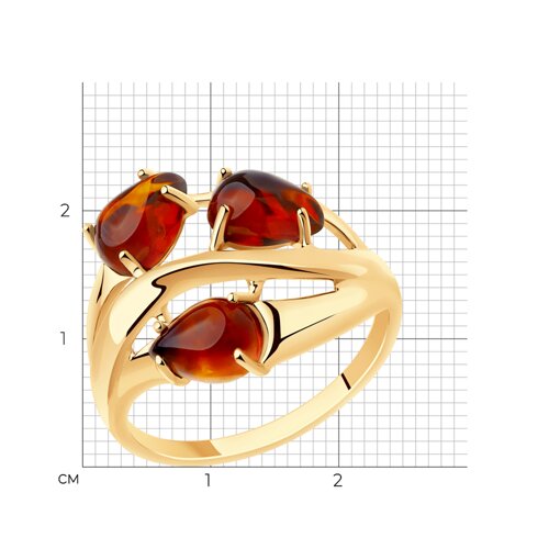 Кольцо из золоченого серебра с янтарём из серебро — вид 6