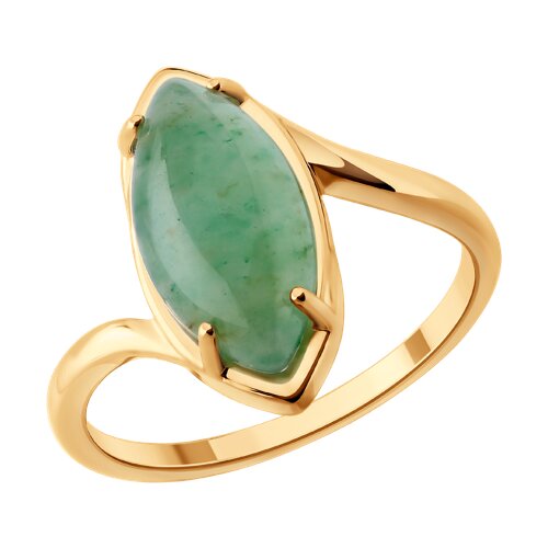 Кольцо из золочёного серебра с жадеитом