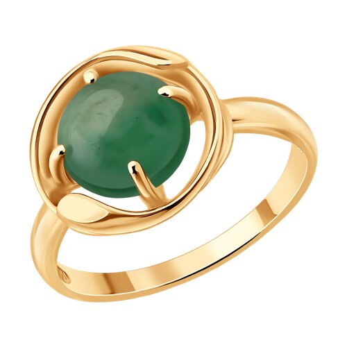 Кольцо из золочёного серебра с жадеитом из серебро