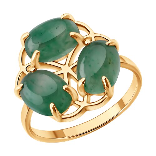 Кольцо из золочёного серебра с жадеитами