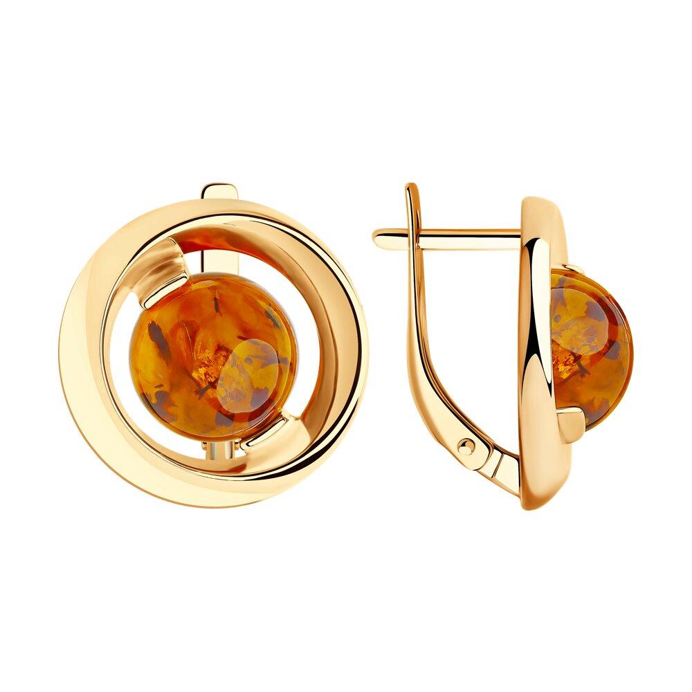 Серьги из серебра с янтарём