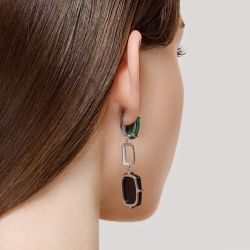 Серьги из серебра с агатами и малахитами из серебро — вид 2