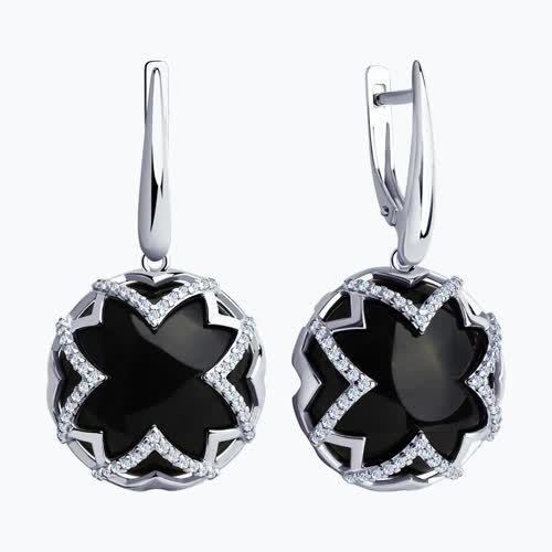 Серьги из серебра с агатами и фианитами из серебро — вид 2