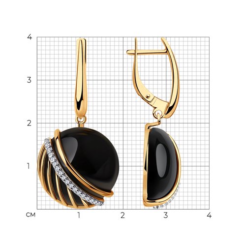 Серьги из золочёного серебра с агатами и фианитами из золочение розовое — вид 4