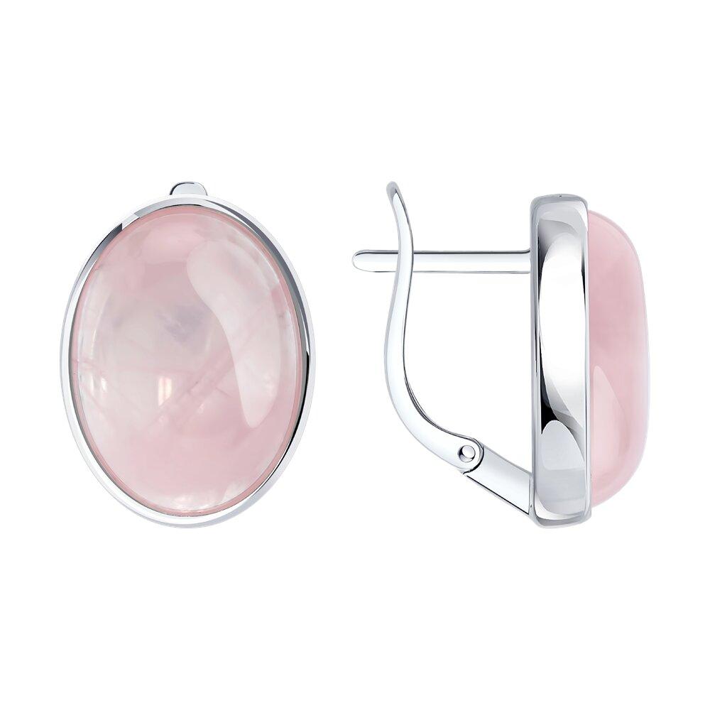 Серьги из серебра с кварцами из серебро