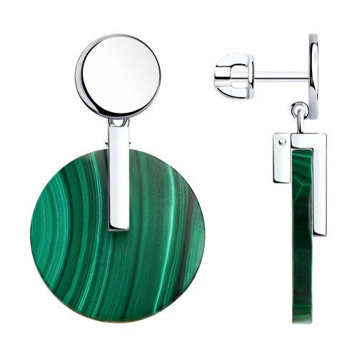 Серьги из серебра с малахитами - видео на модели