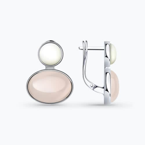 Серьги из серебра с кварцем и перламутром - видео