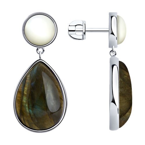 Серьги из серебра с Лабрадоритом и Перламутрои - видео