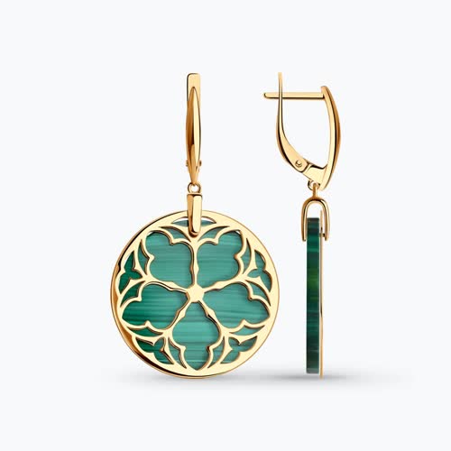 Серьги из серебра с малахитами