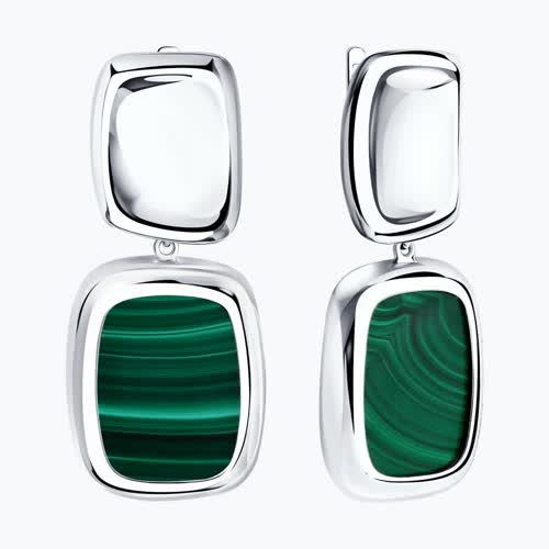Серьги из серебра с малахитами из серебро — вид 2
