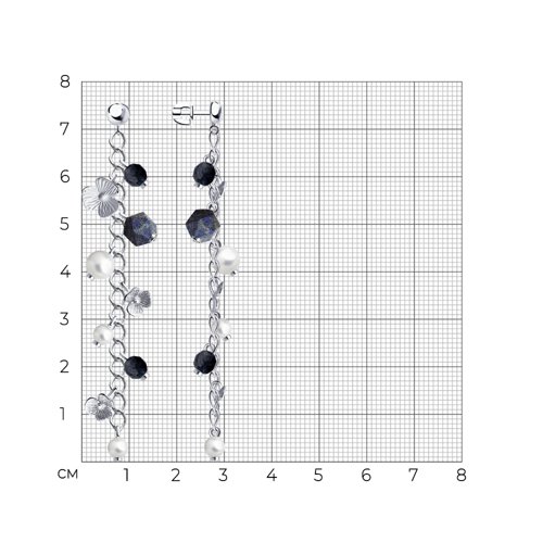 Серьги из серебра с содалитом и синтетическим жемчугом из серебро — вид 4