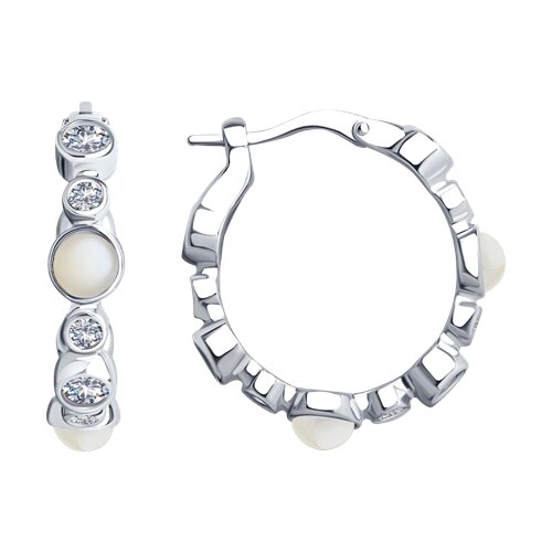 Серьги из серебра с лунными камнями и фианитами - видео на модели