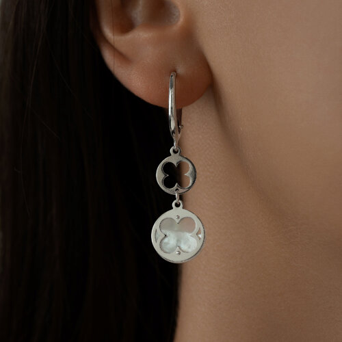 Серьги из серебра с перламутром из родированное серебро — вид 2