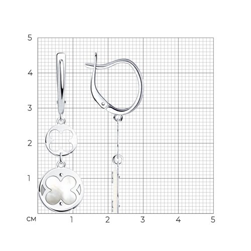 Серьги из серебра с перламутром из родированное серебро — вид 4