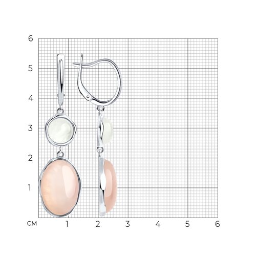 Серьги из серебра с Кварцем и Лунным камнем из серебро — вид 4