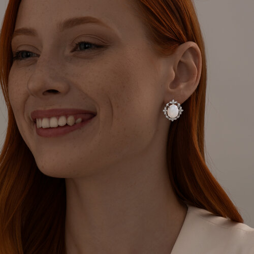 Серьги из серебра с опалитами и фианитами из серебро — вид 3