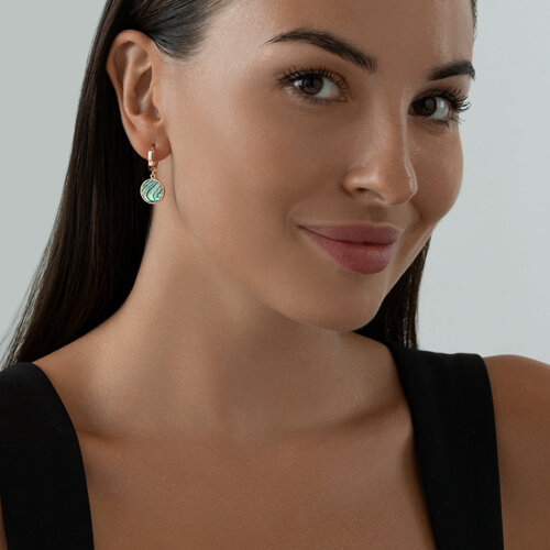 Серьги из серебра с перламутром из золочение розовое — вид 3