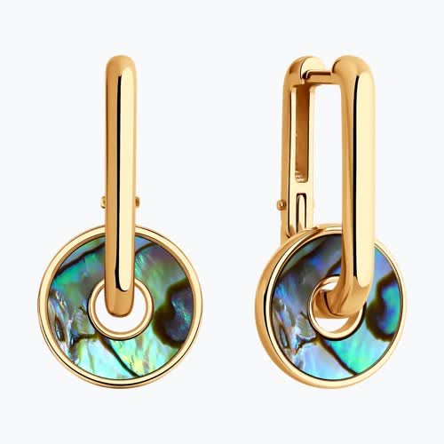 Серьги из золочёного серебра с перламутром из серебро — вид 2