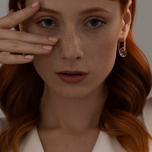 Серьги из золочёного серебра с перламутром из серебро — вид 4