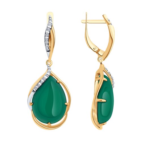 Серьги из золочёного серебра с агатами и фианитами - видео