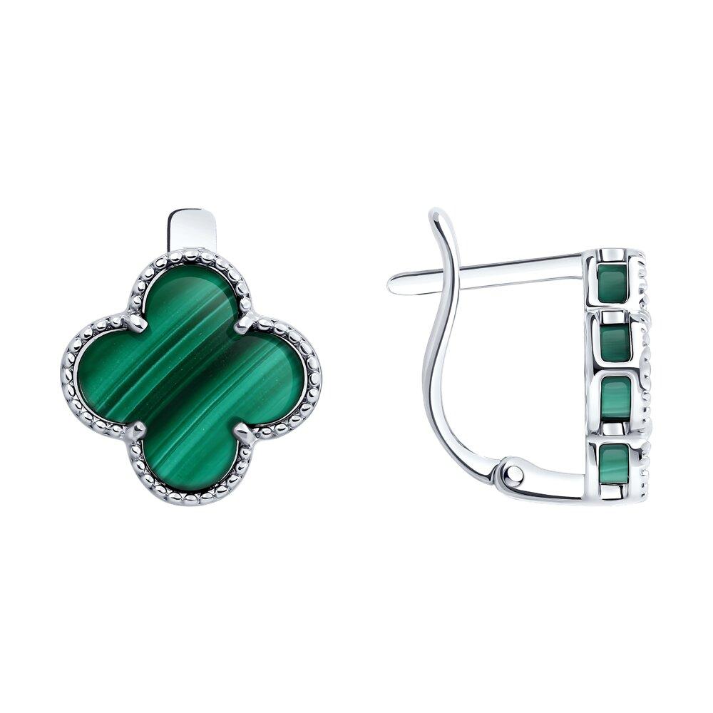 Серьги из серебра с малахитами - видео на модели