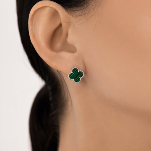 Серьги из серебра с малахитами из серебро — вид 3