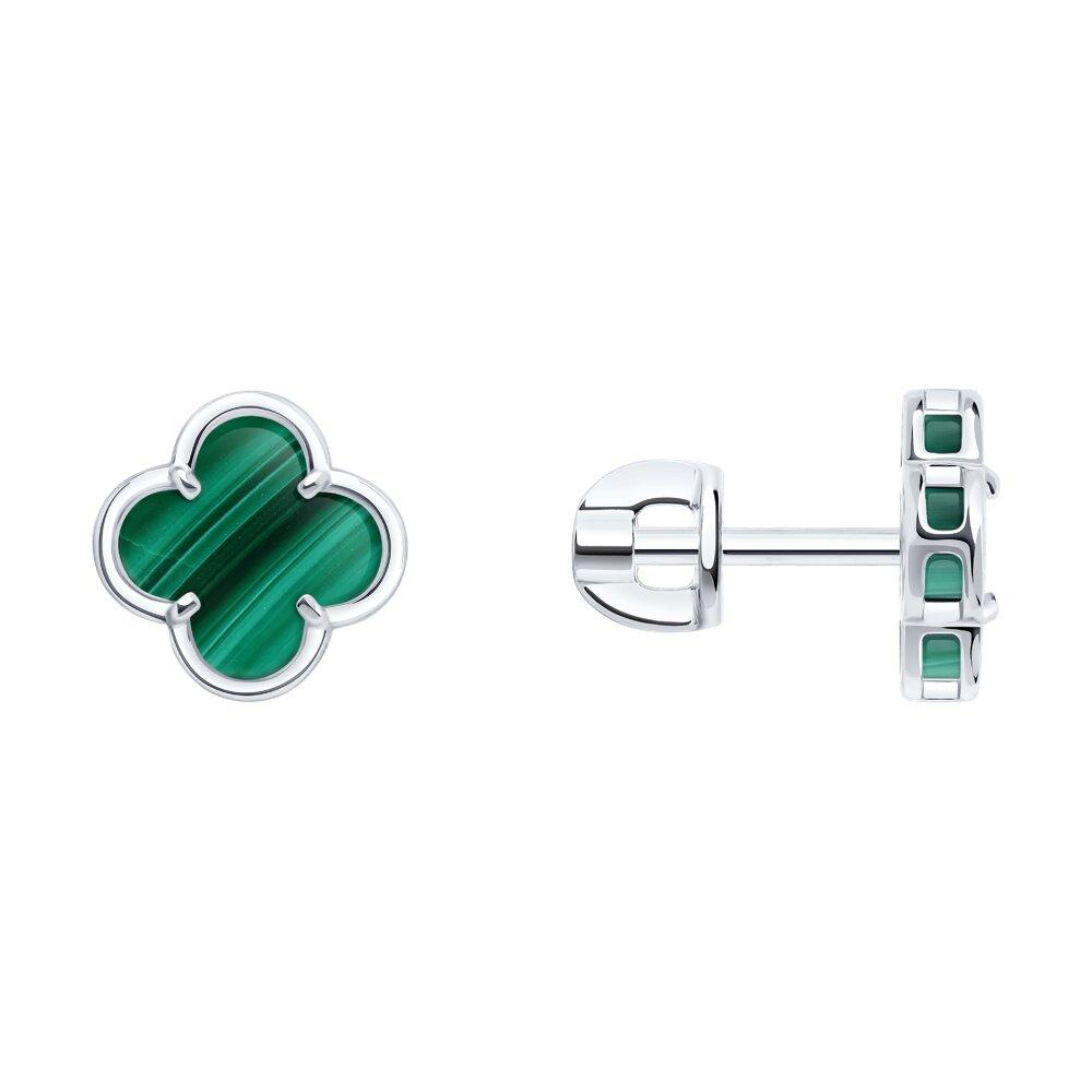 Серьги из серебра с малахитами - видео на модели