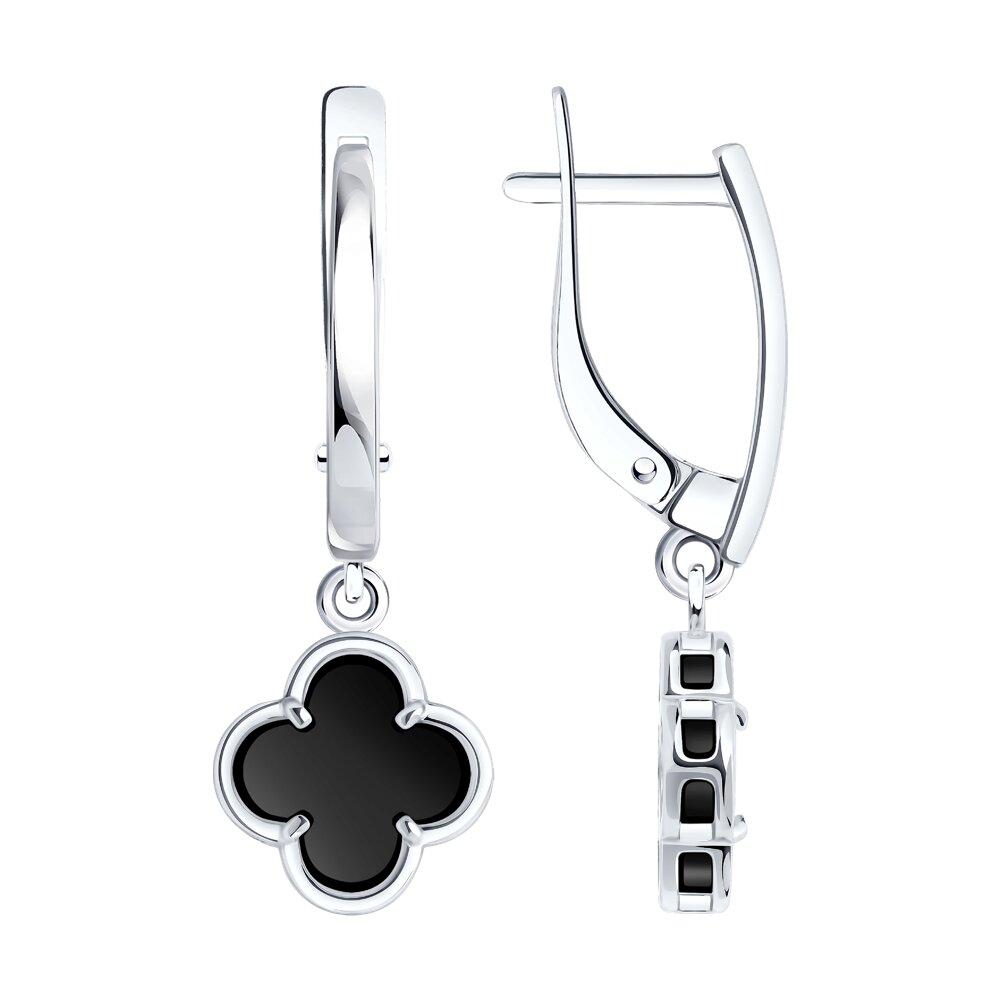 Серьги из серебра с ониксами - видео на модели