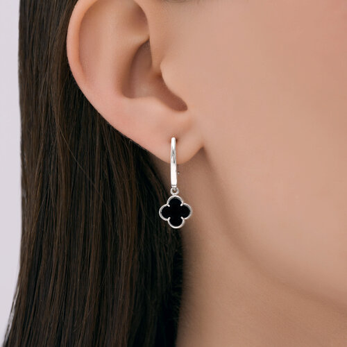 Серьги из серебра с ониксами из серебро — вид 3