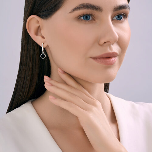 Серьги из серебра с ониксами из серебро — вид 4