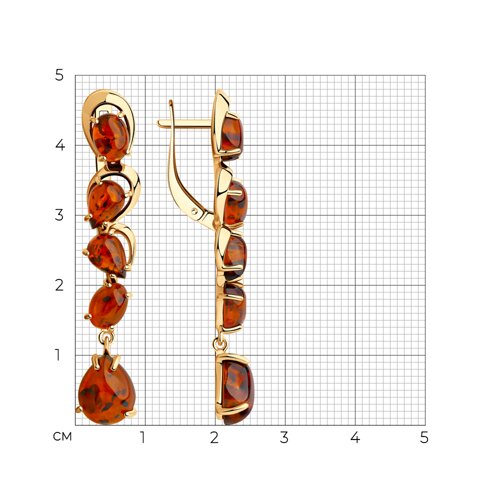Серьги из золоченого серебра с янтарём из серебро — вид 4
