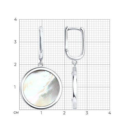 Серьги из серебра с перламутром из родированное серебро — вид 2