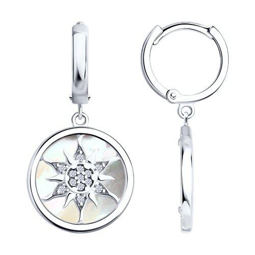 Серьги из серебра с перламутром и фианитами - видео на модели