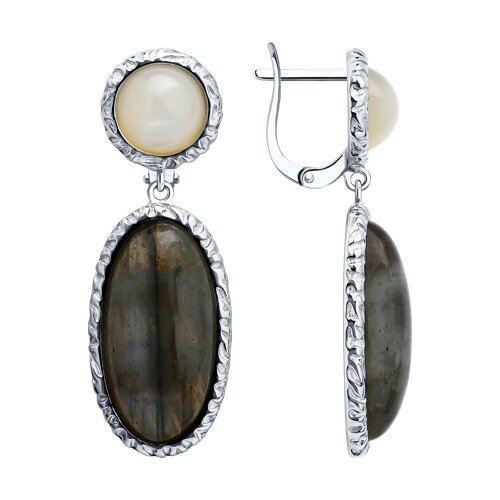 Серьги из серебра с полудрагоценными вставками