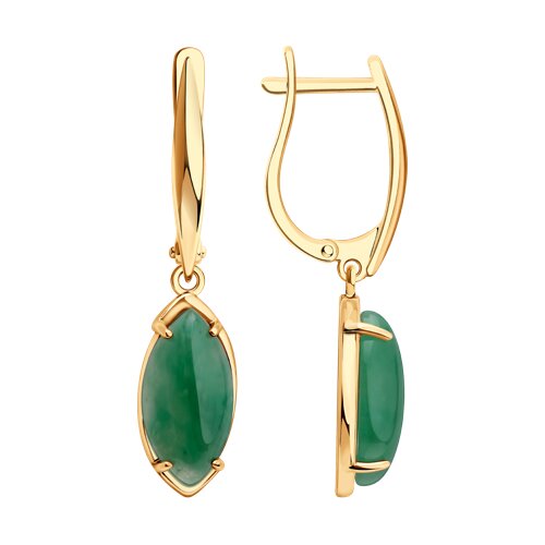 Серьги из золочёного серебра с жадеитами - видео