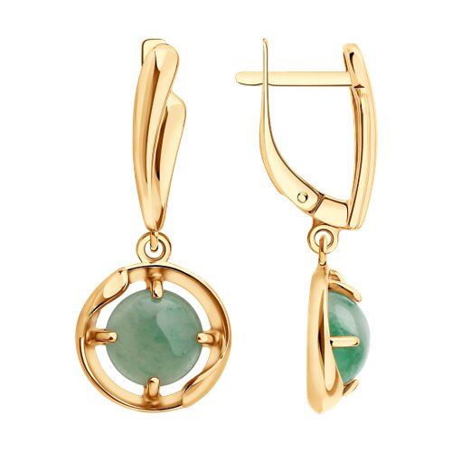 Серьги из золочёного серебра с жадеитами