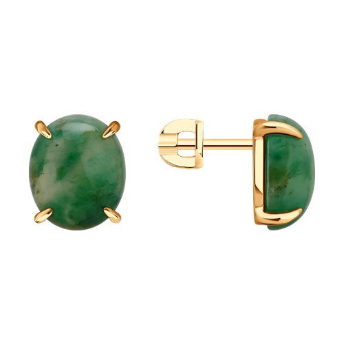 Серьги из золочёного серебра с жадеитами