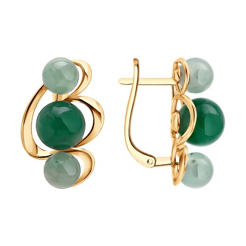 Серьги из золочёного серебра с жадеитами