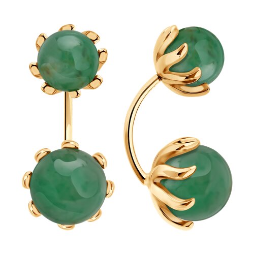 Серьги из золочёного серебра с жадеитами