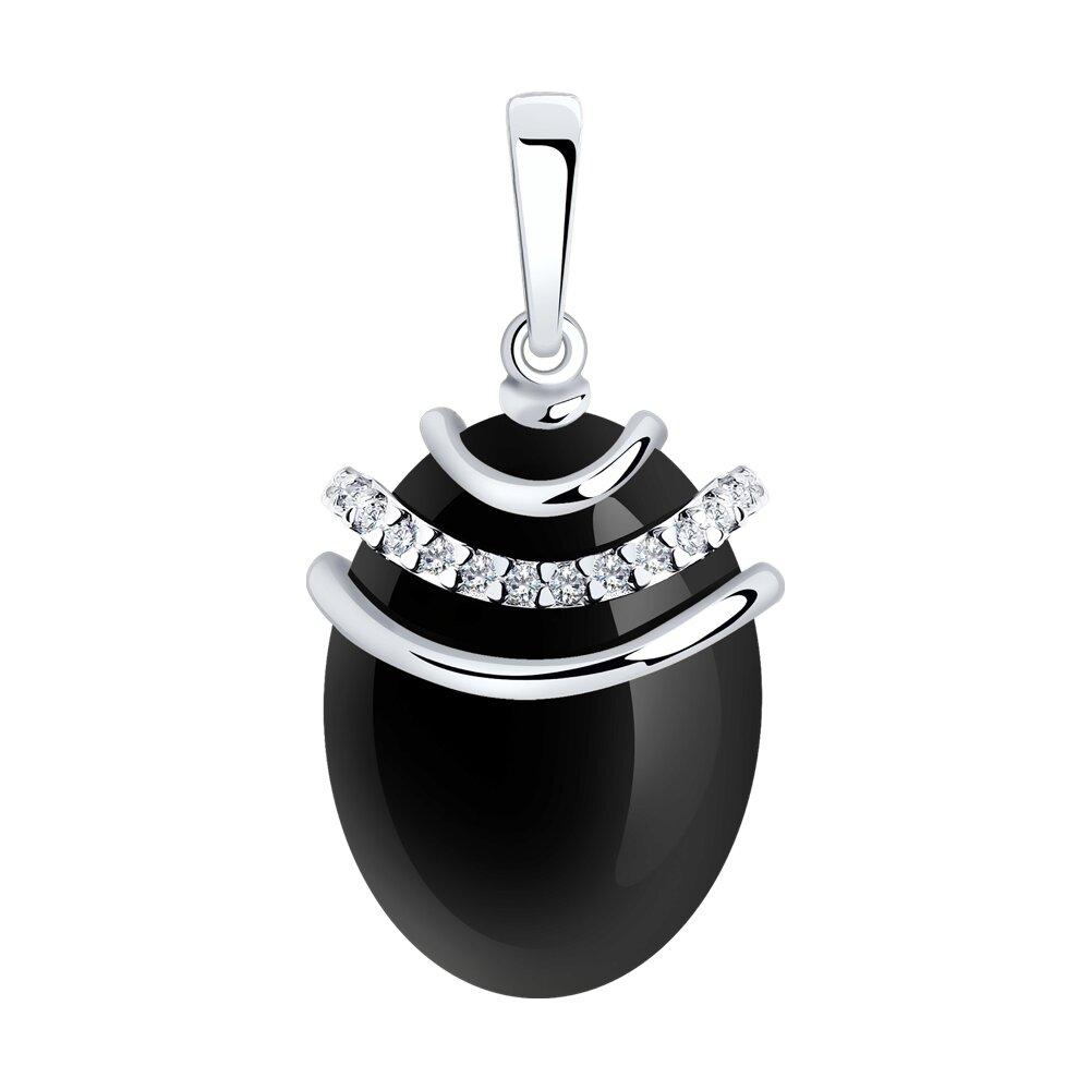 Подвеска из серебра с агатом и фианитами из серебро