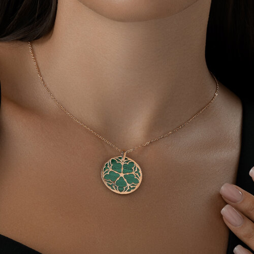 Подвеска из золочёного серебра с малахитом из серебро — вид 4