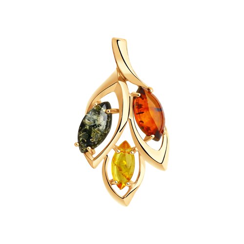 Подвеска из золоченого серебра с янтарём