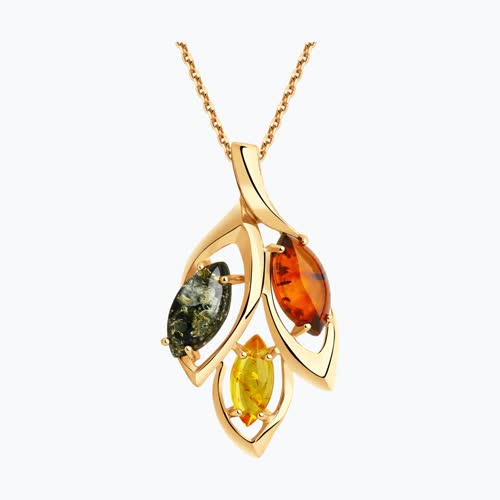 Подвеска из золоченого серебра с янтарём из серебро — вид 2