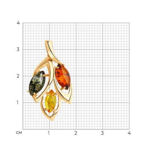 Подвеска из золоченого серебра с янтарём из серебро — вид 3