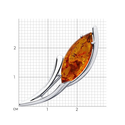 Брошь из серебра с янтарём из серебро — вид 2