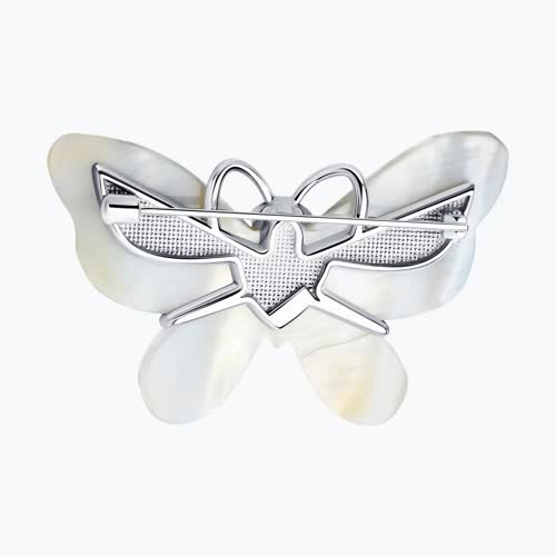 Брошь из серебра с перламутром из родированное серебро — вид 5