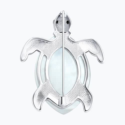 Брошь из серебра с перламутром и фианитами из серебро — вид 2