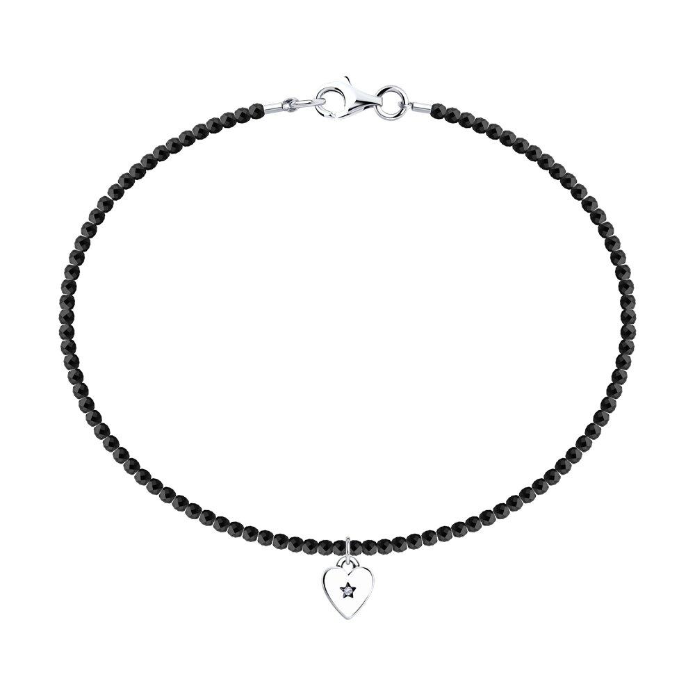 Браслет из серебра с шпинелью и фианитом из серебро