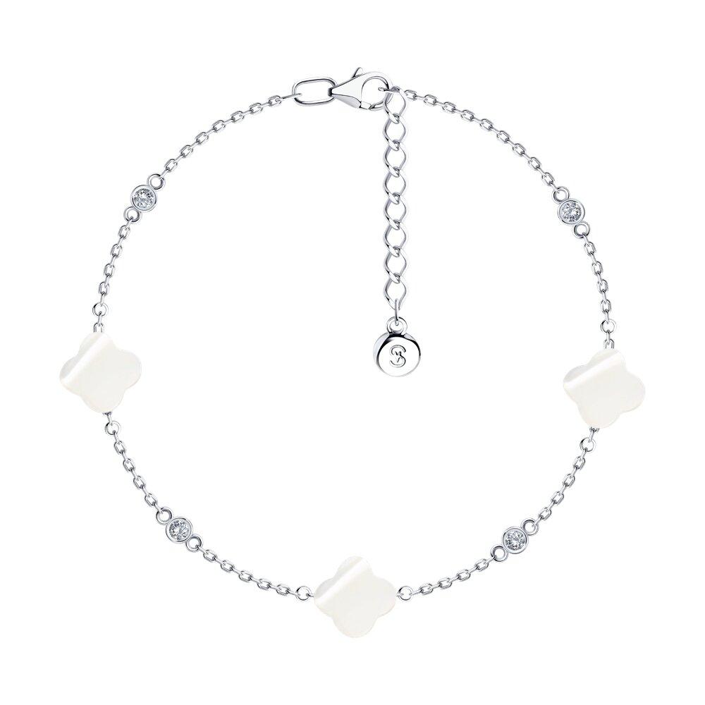 Браслет из серебра с перламутром и фианитами - видео на модели